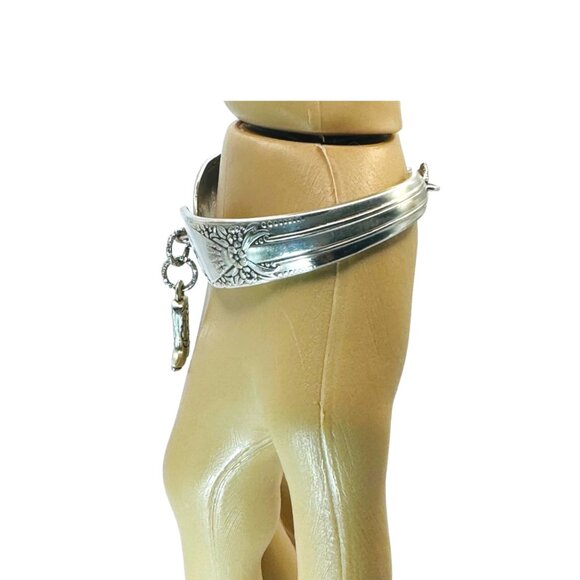 Vintage Artisan Silver Plated Silverware Spoon Bracelet With Western Boot Charm - Picture 10 of 16